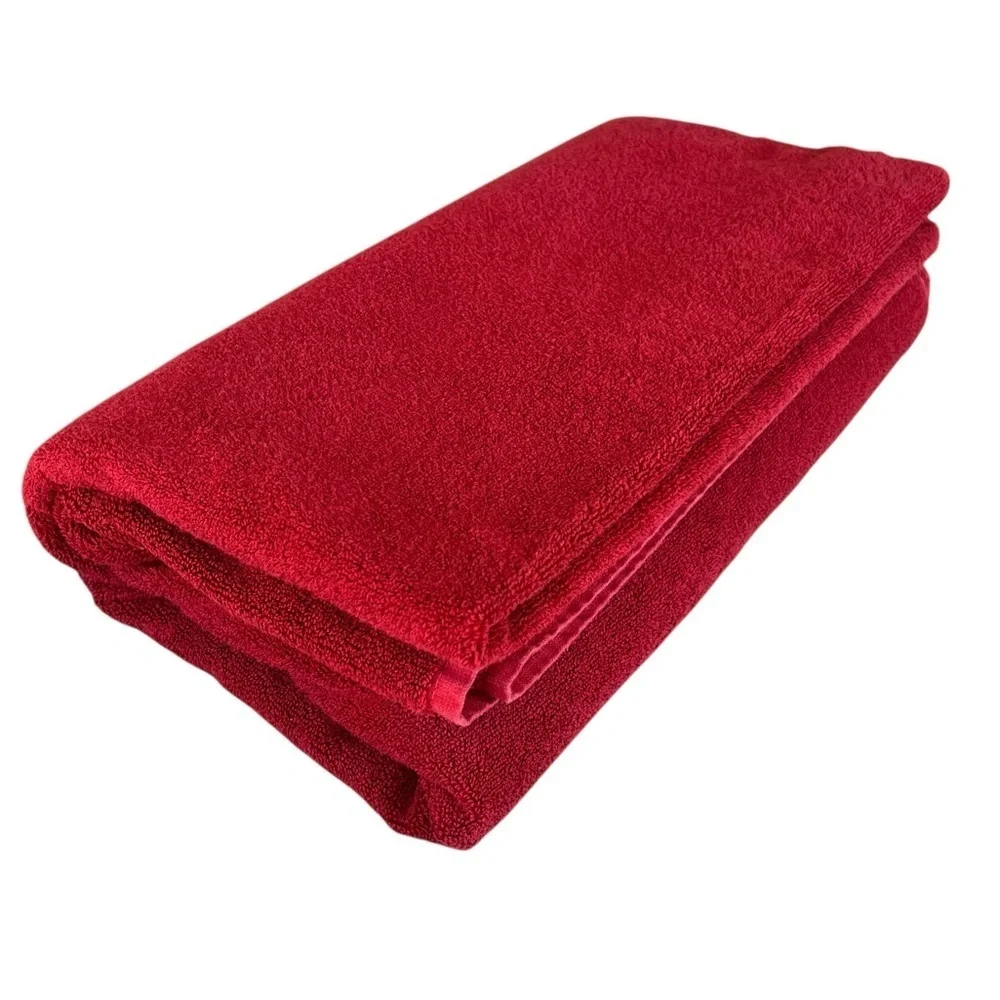 Pottery Barn Oversized Bath Sheet Towel Ruby Red 100% Cotton Brazil 37x77 NICE!